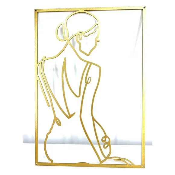 Female Body Wall Art Minimalist Gold Wall Decor Line Modern 17 x 12" - Picture 1 of 3